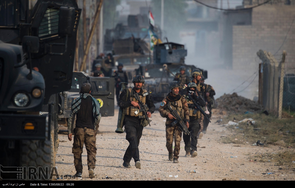 درگیری نیروهای عراقی با داعش در شرق موصل