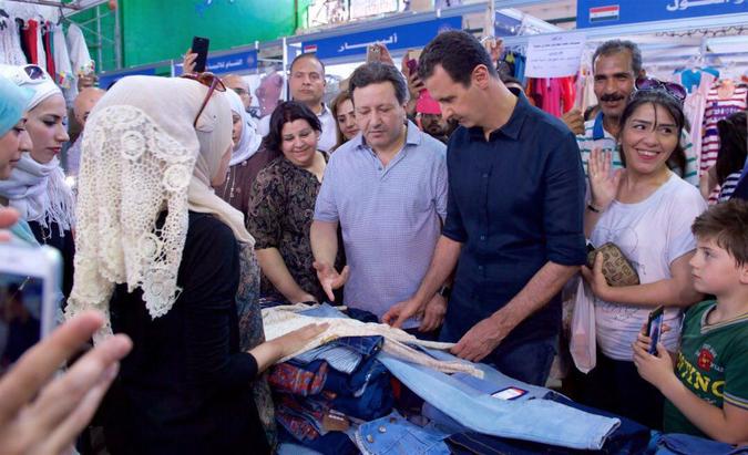 بشار اسد در بازار عمومی دمشق