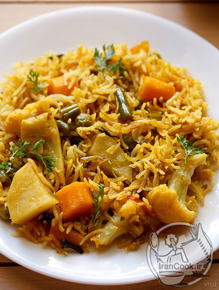 طرز تهیه پلو سبزیجات هندی