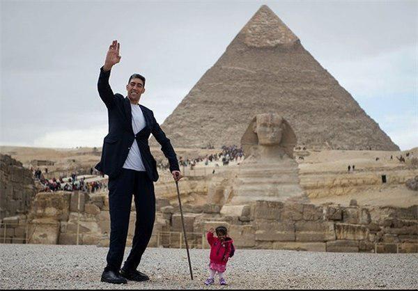 دیدار بلندترین مرد با کوتاهترین زن جهان در مصر! دیدار بلندترین مرد با کوتاهترین زن جهان در مصر!