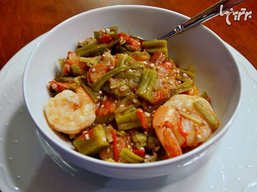 طرز تهیه خورش بامیه با میگو طرز تهیه خورش بامیه با میگو