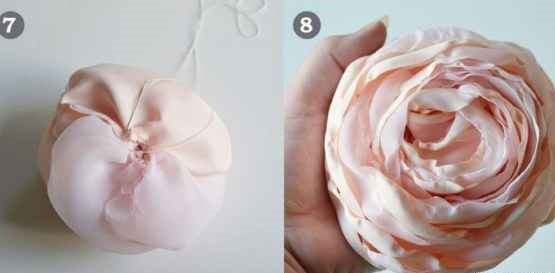 آموزش تصویری ساخت گل رز پارچه ای