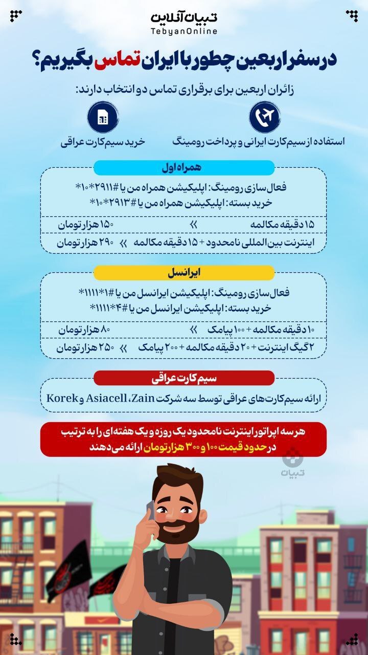 در سفر اربعین چطور با ایران تماس بگیریم؟+عکس