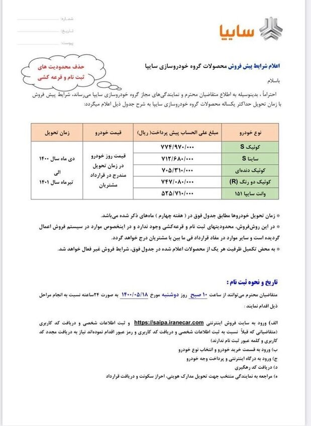 آغاز پیش فروش ۵ محصول سایپا/ شرایط تازه فروش را ببینید